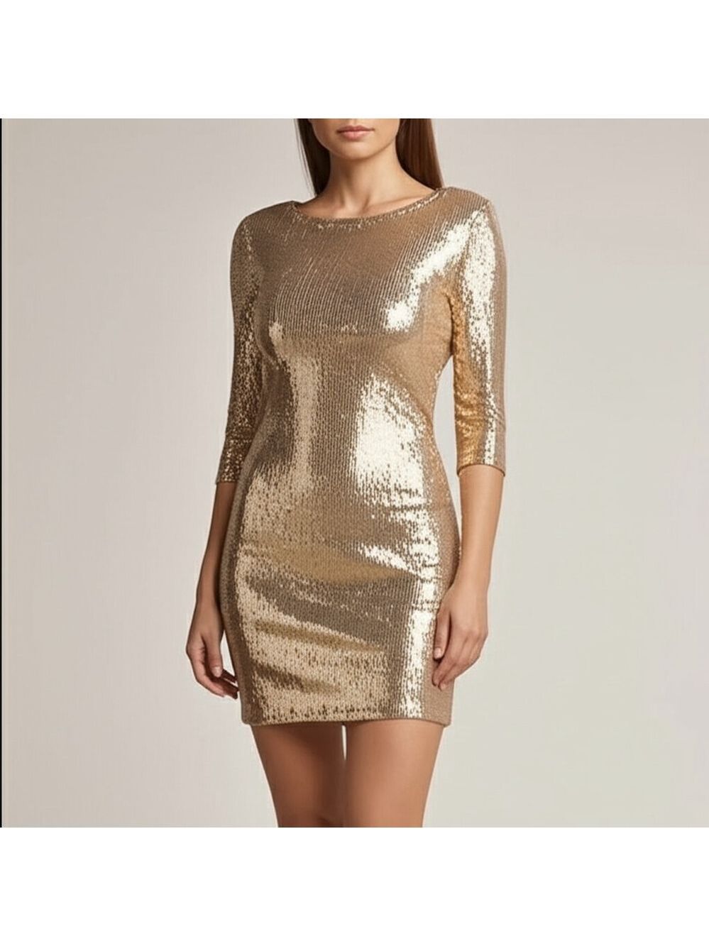 As U Wish Sequin Dress Size M Gold/Champaign
